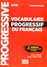 کتاب لغت فرانسوی Vocabulaire Progressif Du Francais A2 B1 - Intermediaire - 3rd +Corriges سیاه و سفید