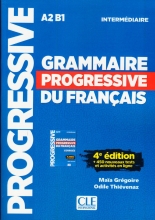 کتاب گرامر پروگرسیو فرانسه Grammaire Progressive Du Francais A2 B1 - Intermediaire - 4ed +Corriges+CD سیاه و سفید